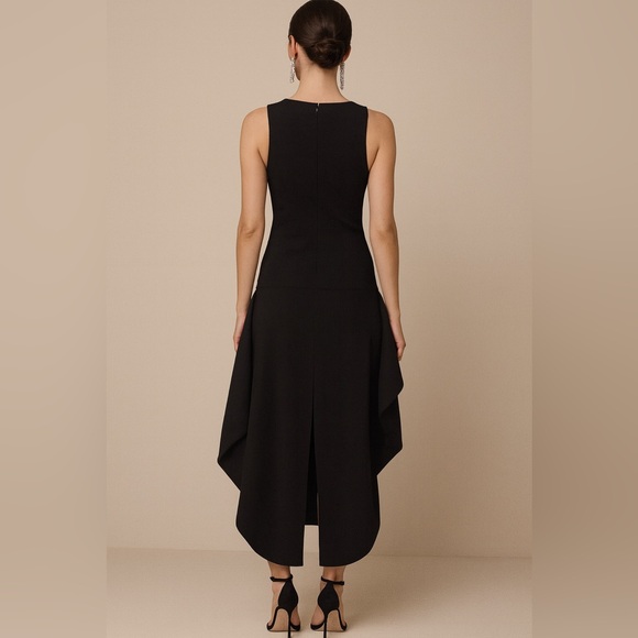 Stella McCartney Black Asymmetrical Handkerchief Hem Sleeveless Midi Dress 12 - Picture 2 of 12